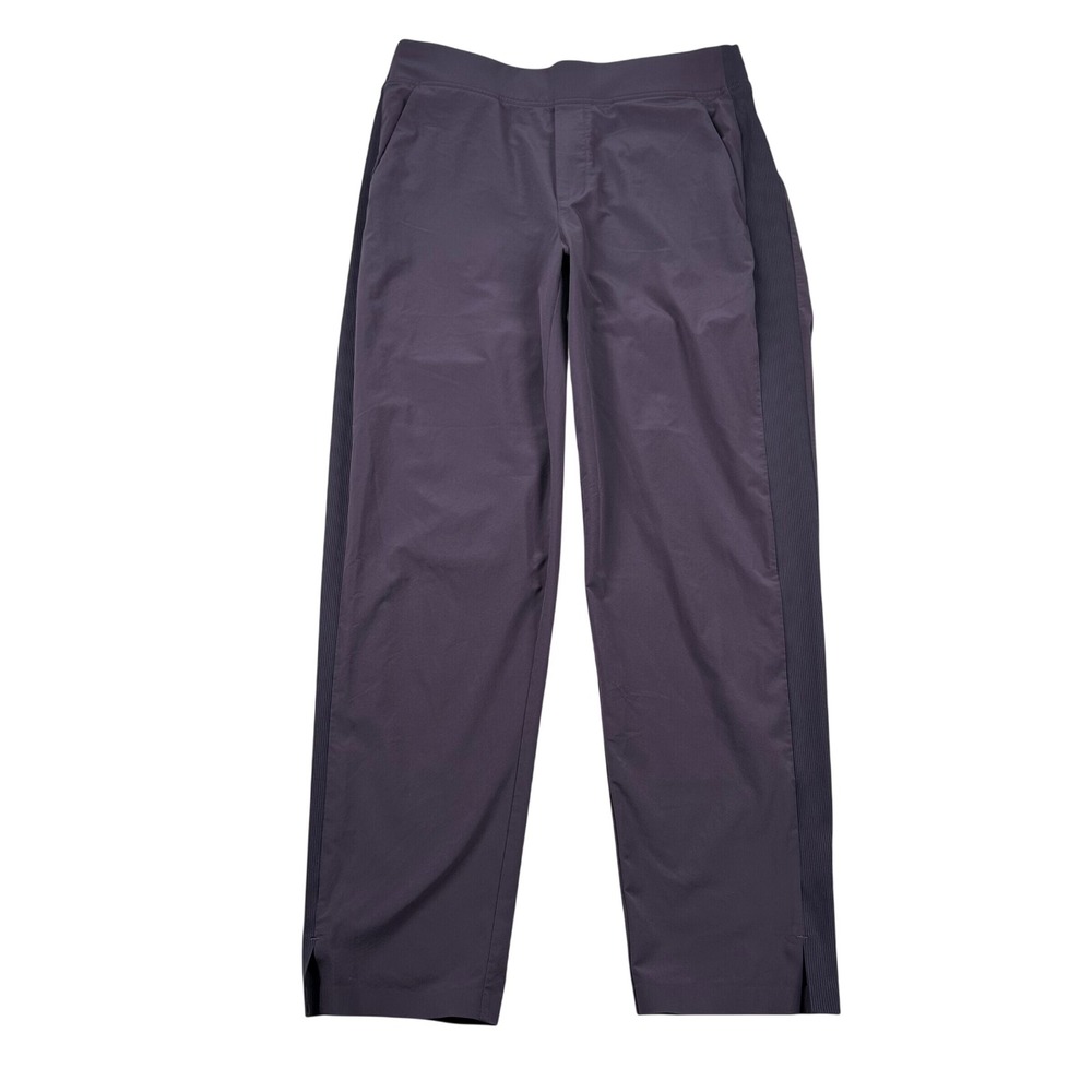 Athleta Pants Womens 6 Microfiber Purple Straight Leg Ribbed Side Panel Crop